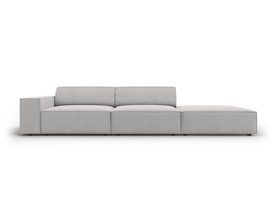 MICADONI Jodie sofa, hjre, 3 sder - gr stof og sort plast