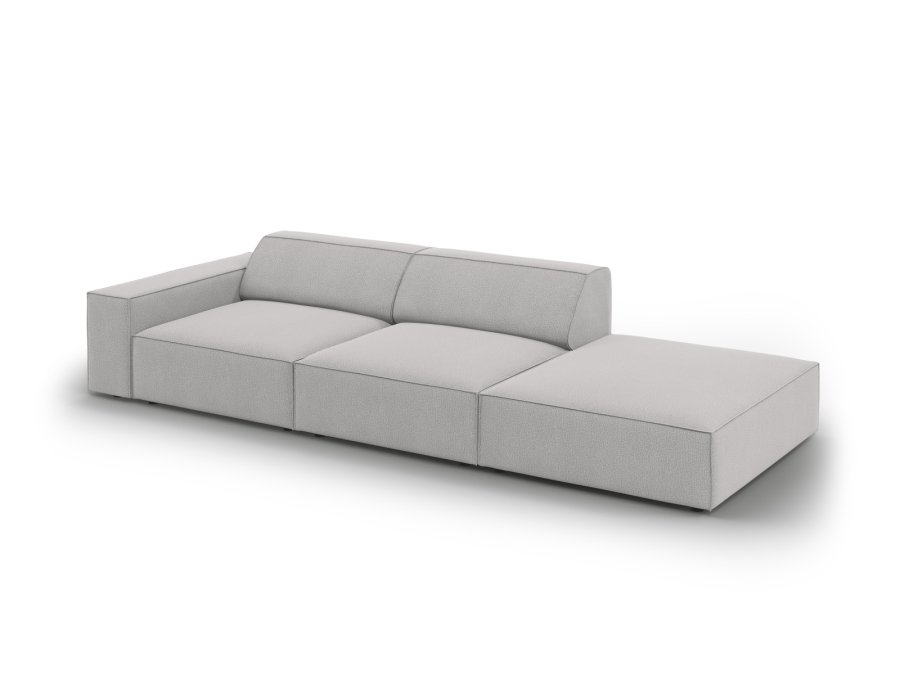 MICADONI Jodie sofa, hjre, 3 sder - gr stof og sort plast