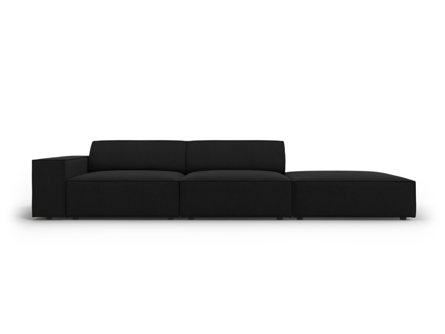 MICADONI Jodie sofa, hjre, 3 sder - sort stof og sort plast