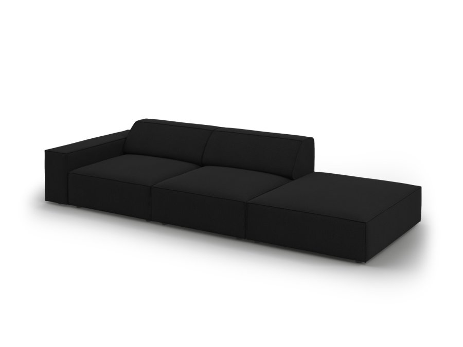 MICADONI Jodie sofa, hjre, 3 sder - sort stof og sort plast