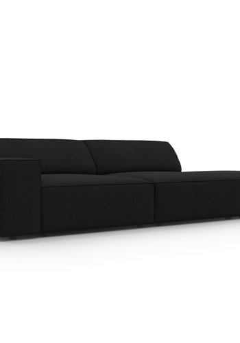 MICADONI Jodie sofa, hjre, 3 sder - sort stof og sort plast