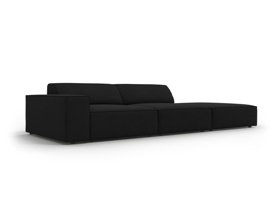 MICADONI Jodie sofa, hjre, 3 sder - sort stof og sort plast