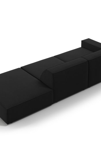 MICADONI Jodie sofa, hjre, 3 sder - sort stof og sort plast