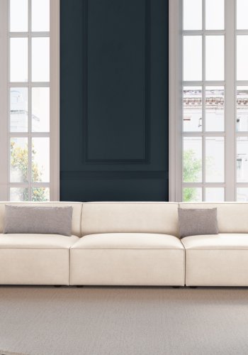 MICADONI Jodie sofa, 3 sder - beige fljl og sort plast