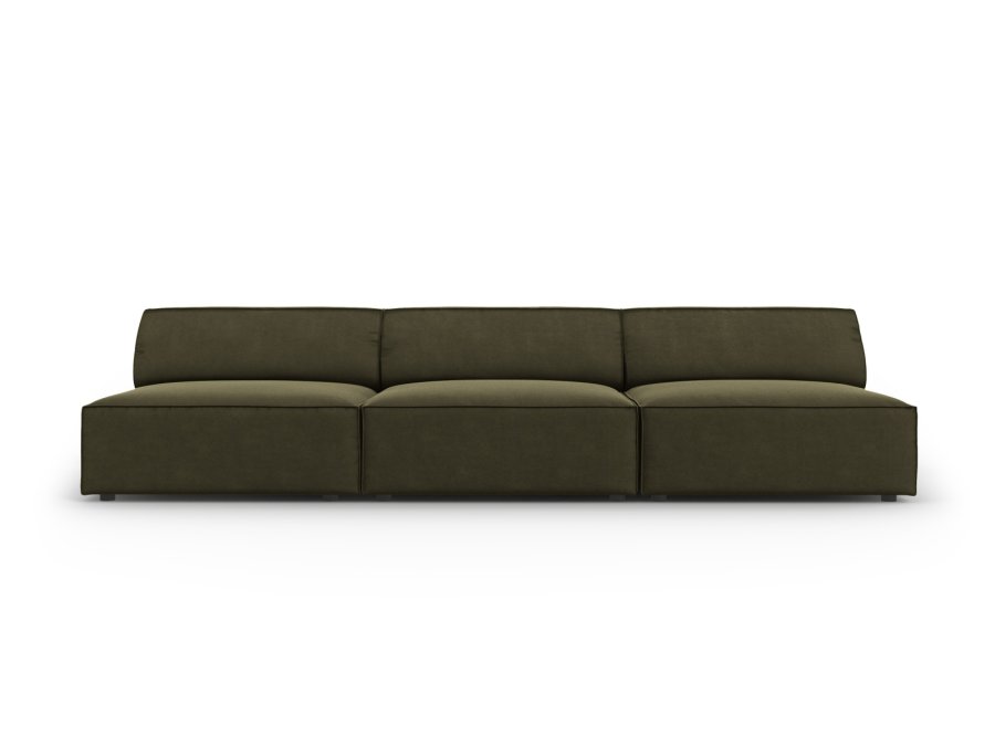 MICADONI Jodie sofa, 3 sder - grn fljl og sort plast