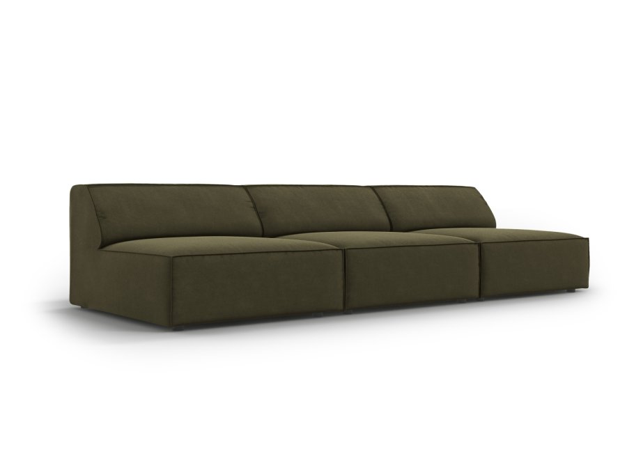 MICADONI Jodie sofa, 3 sder - grn fljl og sort plast