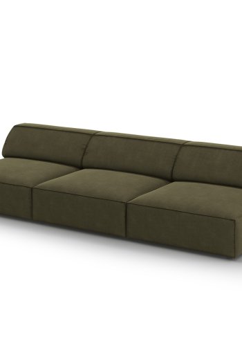 MICADONI Jodie sofa, 3 sder - grn fljl og sort plast