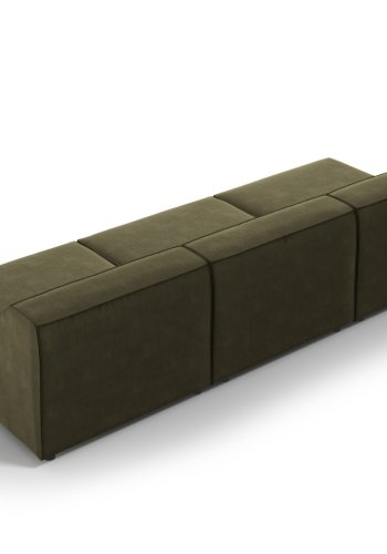 MICADONI Jodie sofa, 3 sder - grn fljl og sort plast