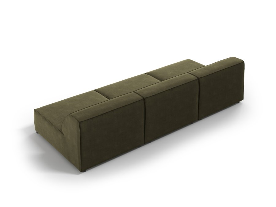 MICADONI Jodie sofa, 3 sder - grn fljl og sort plast