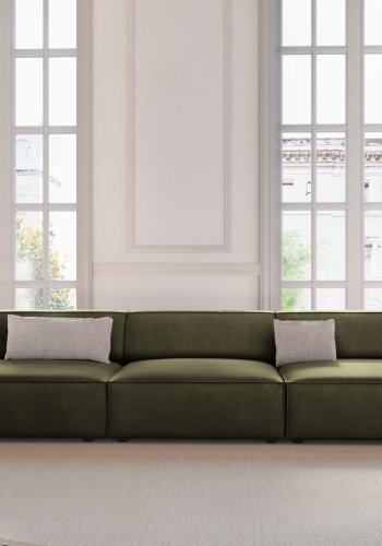 MICADONI Jodie sofa, 3 sder - grn fljl og sort plast