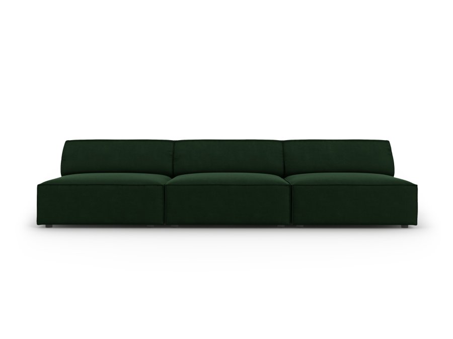 MICADONI Jodie sofa, 3 sder - grn fljl og sort plast