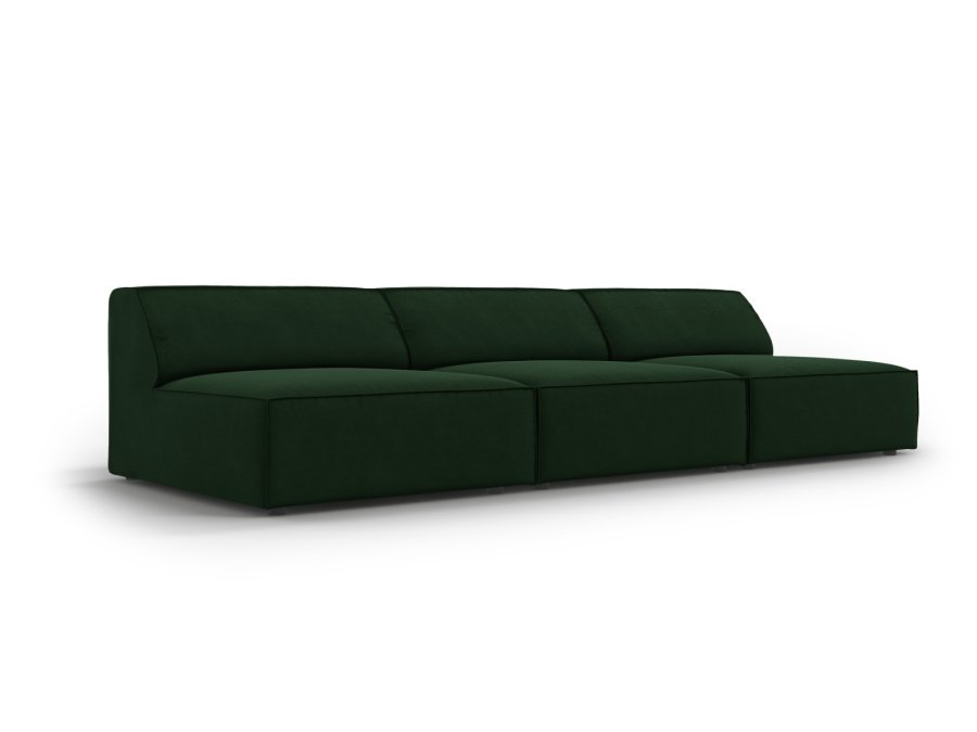 MICADONI Jodie sofa, 3 sder - grn fljl og sort plast