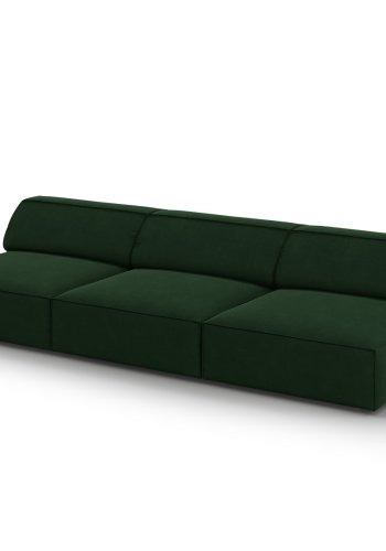 MICADONI Jodie sofa, 3 sder - grn fljl og sort plast