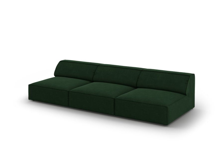 MICADONI Jodie sofa, 3 sder - grn fljl og sort plast