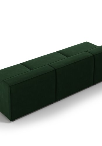 MICADONI Jodie sofa, 3 sder - grn fljl og sort plast