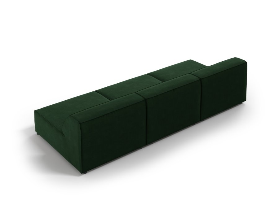 MICADONI Jodie sofa, 3 sder - grn fljl og sort plast
