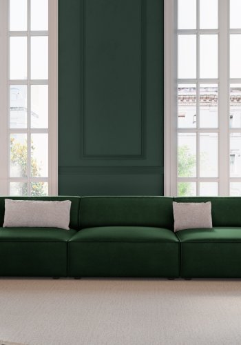 MICADONI Jodie sofa, 3 sder - grn fljl og sort plast