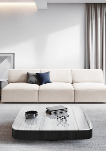 MICADONI Jodie sofa, 3 sder - beige stof og sort plast