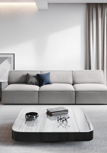 MICADONI Jodie sofa, 3 sder - gr stof og sort plast