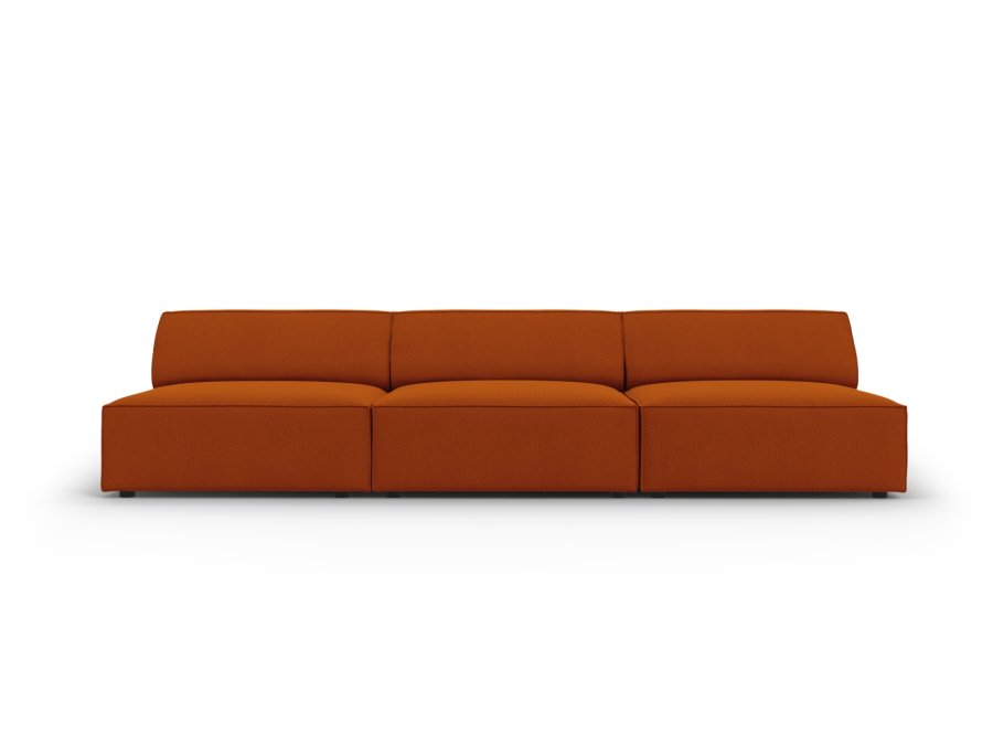 MICADONI Jodie sofa, 3 sder - orange stof og sort plast