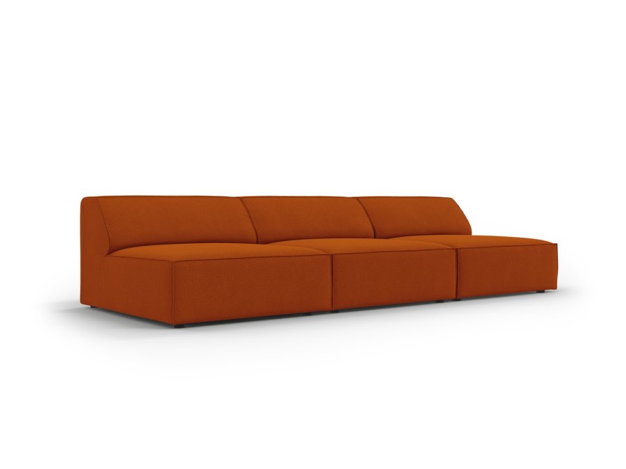 MICADONI Jodie sofa, 3 sder - orange stof og sort plast