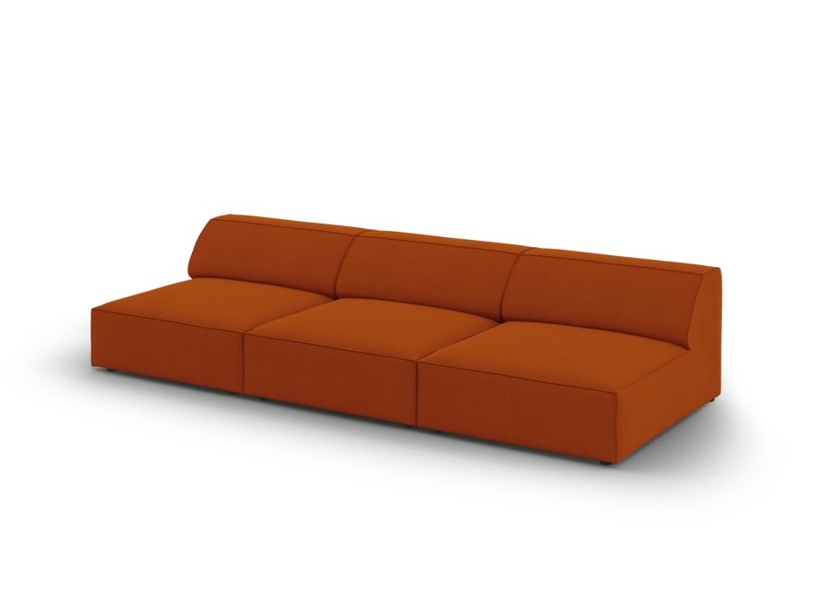 MICADONI Jodie sofa, 3 sder - orange stof og sort plast