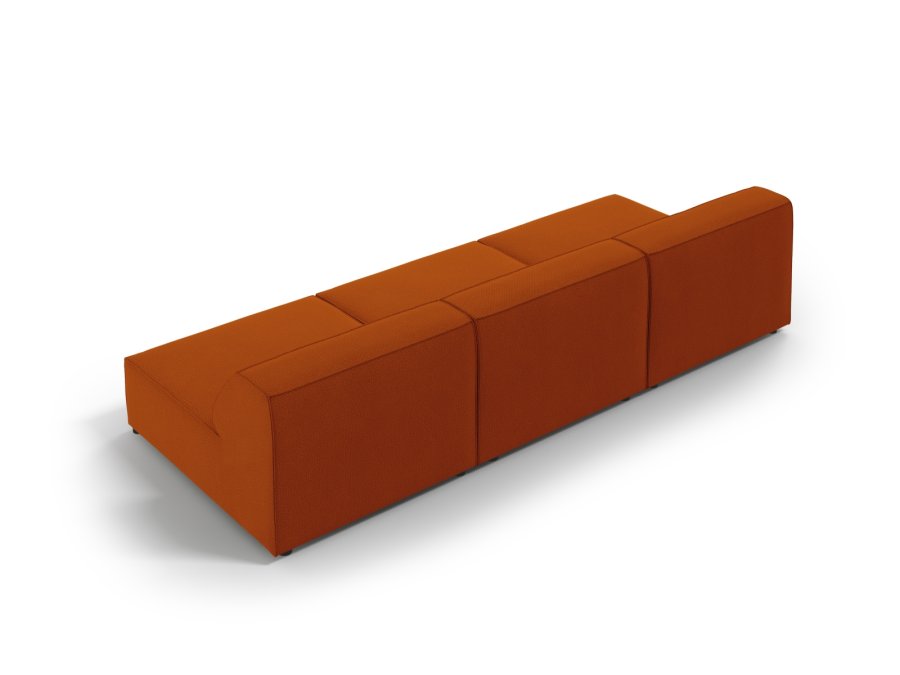 MICADONI Jodie sofa, 3 sder - orange stof og sort plast