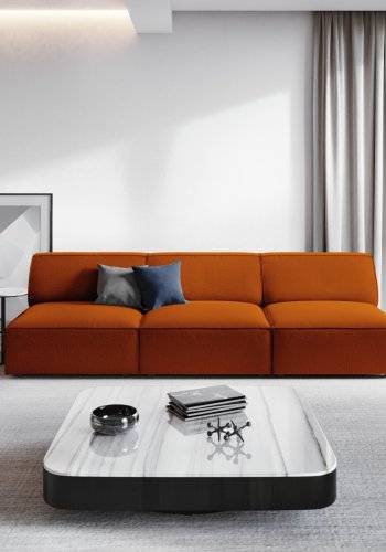 MICADONI Jodie sofa, 3 sder - orange stof og sort plast