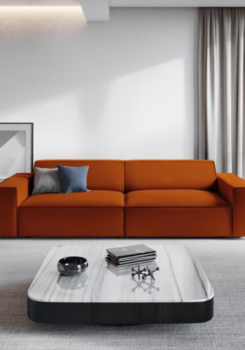 MICADONI Jodie sofa, 3 sder - orange stof og sort plast