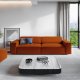 MICADONI Jodie sofa, 3 sder - orange stof og sort plast