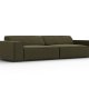 MICADONI Jodie sofa, 4 sder - grn fljl og sort plast