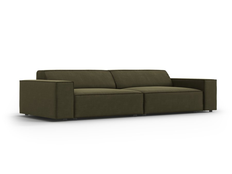 MICADONI Jodie sofa, 4 sder - grn fljl og sort plast