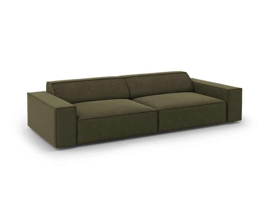 MICADONI Jodie sofa, 4 sder - grn fljl og sort plast