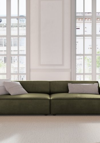 MICADONI Jodie sofa, 4 sder - grn fljl og sort plast