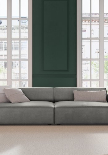 MICADONI Jodie sofa, 4 sder - gr fljl og sort plast