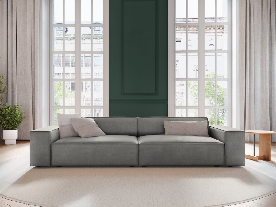 MICADONI Jodie sofa, 4 sder - gr fljl og sort plast