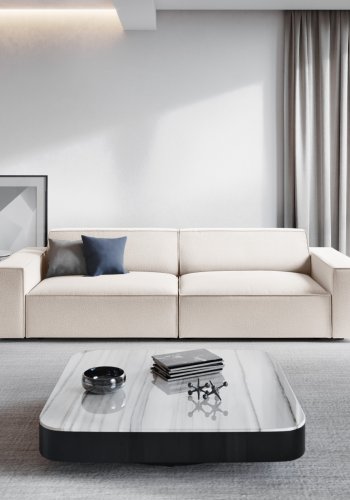 MICADONI Jodie sofa, 4 sder - beige stof og sort plast