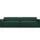 MICADONI Jodie sofa, 4 sder - grn stof og sort plast