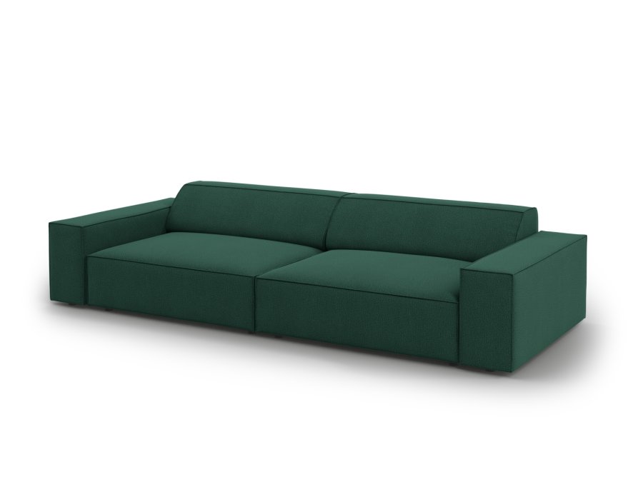 MICADONI Jodie sofa, 4 sder - grn stof og sort plast