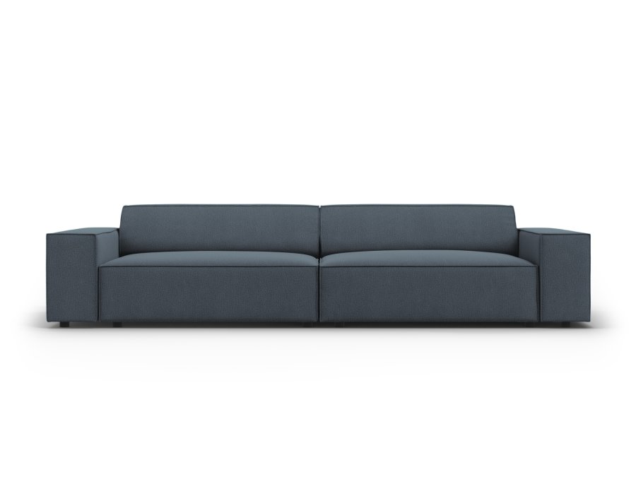 MICADONI Jodie sofa, 4 sder - bl stof og sort plast