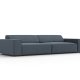 MICADONI Jodie sofa, 4 sder - bl stof og sort plast