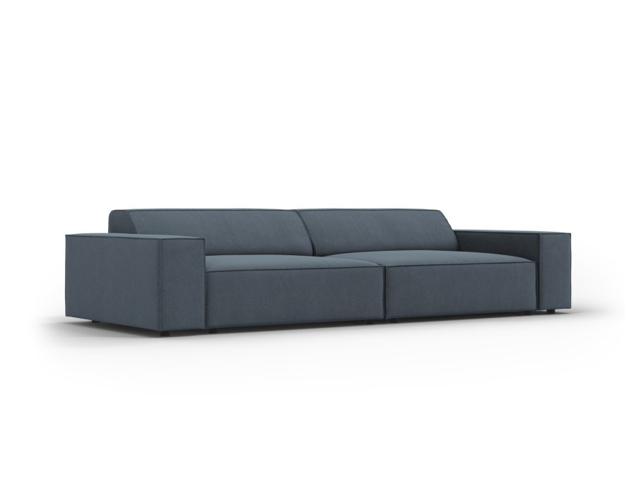 MICADONI Jodie sofa, 4 sder - bl stof og sort plast