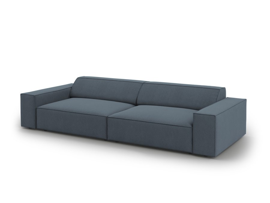 MICADONI Jodie sofa, 4 sder - bl stof og sort plast