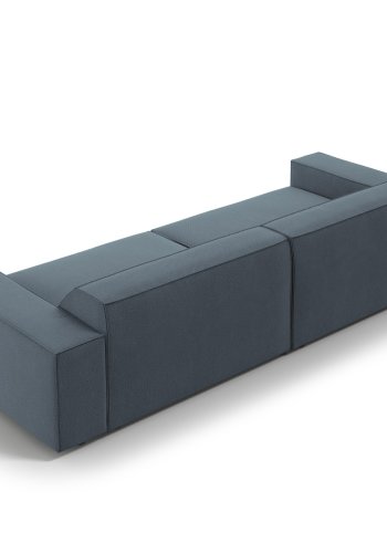 MICADONI Jodie sofa, 4 sder - bl stof og sort plast