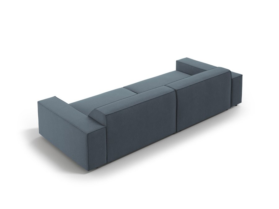 MICADONI Jodie sofa, 4 sder - bl stof og sort plast