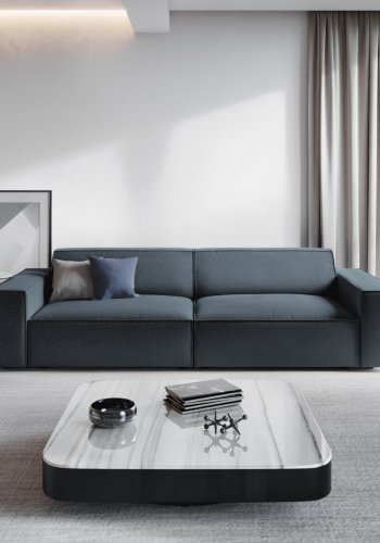 MICADONI Jodie sofa, 4 sder - bl stof og sort plast