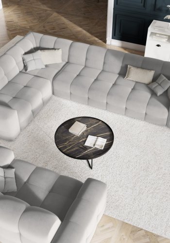 MICADONI Kendal sofa, 2 sder - gr fljl og sort bgetr