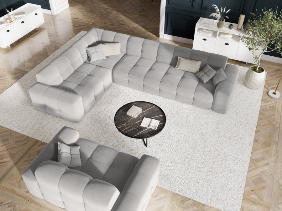 MICADONI Kendal sofa, 2 sder - gr fljl og sort bgetr
