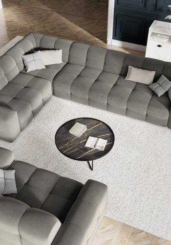 MICADONI Kendal sofa, 2 sder - antracitgr fljl og sort bgetr