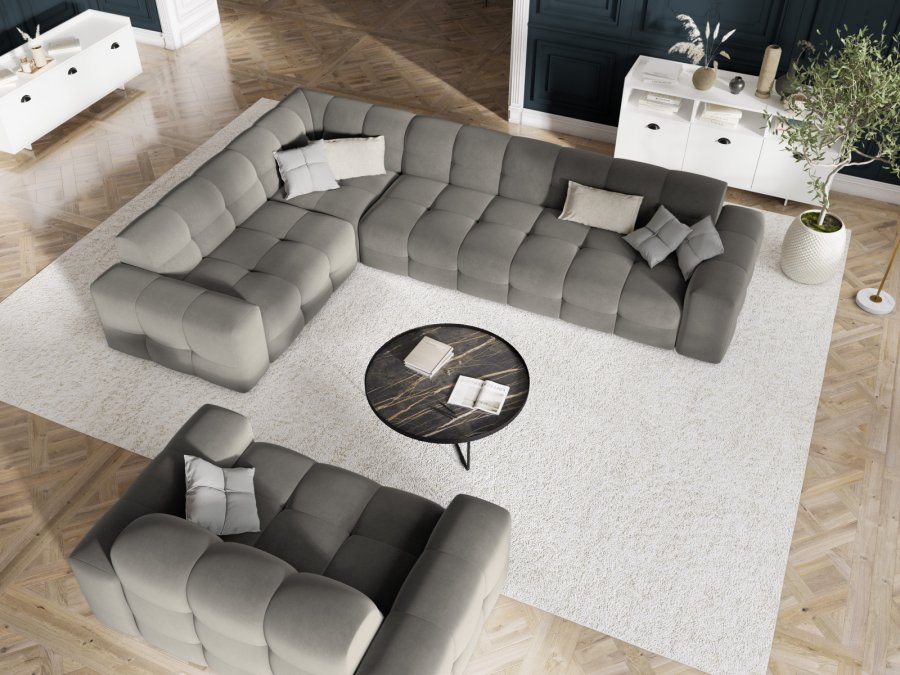 MICADONI Kendal sofa, 2 sder - antracitgr fljl og sort bgetr